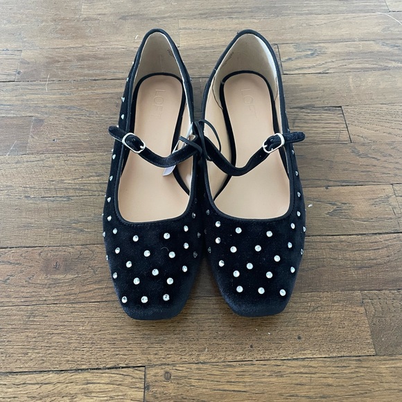 LOFT Shoes - LOFT Black Flats with Pearl Embellishments